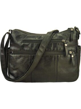 Women's Black Soft PU Leather Shoulder Bag Crossbody Purse Pocketbooks